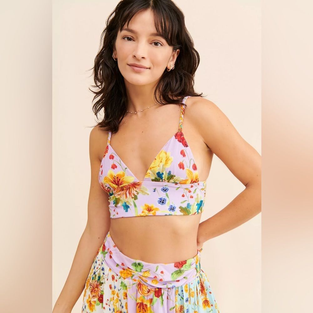 Anthropologie Agua Bendita Kayle Floral Crop Top size L